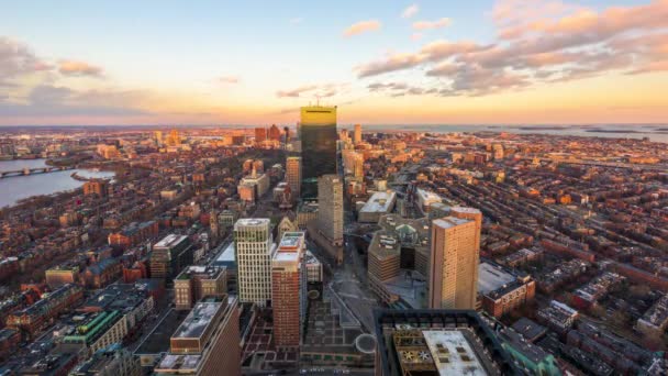 Boston Massachusetts Usa Skyline Del Centro Desde Arriba Crepúsculo — Vídeo de stock