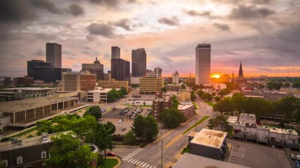 Tulsa Oklahoma Usa Stadssiluett Vid Skymningen — Stockvideo