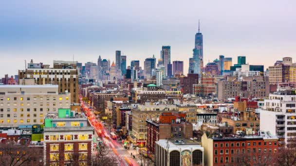 New York New York Stadtbild Der Dämmerung Über Manhattan — Stockvideo