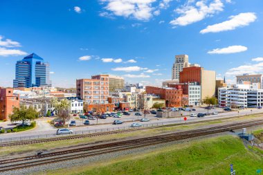 Durham, North Carolina, USA downtown cityscape. clipart