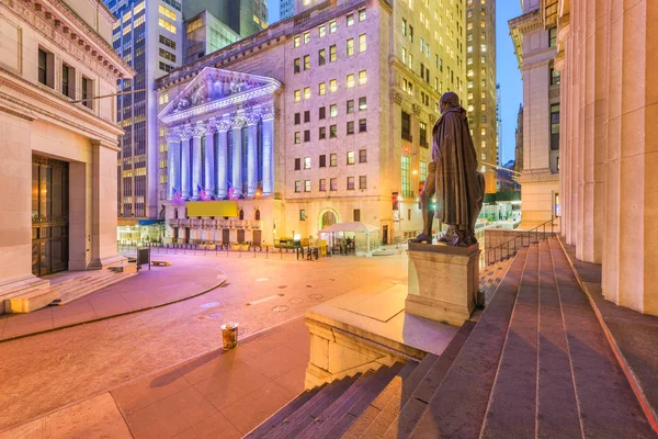 Nova Iorque Distrito Financeiro Wall Street Noite — Fotografia de Stock