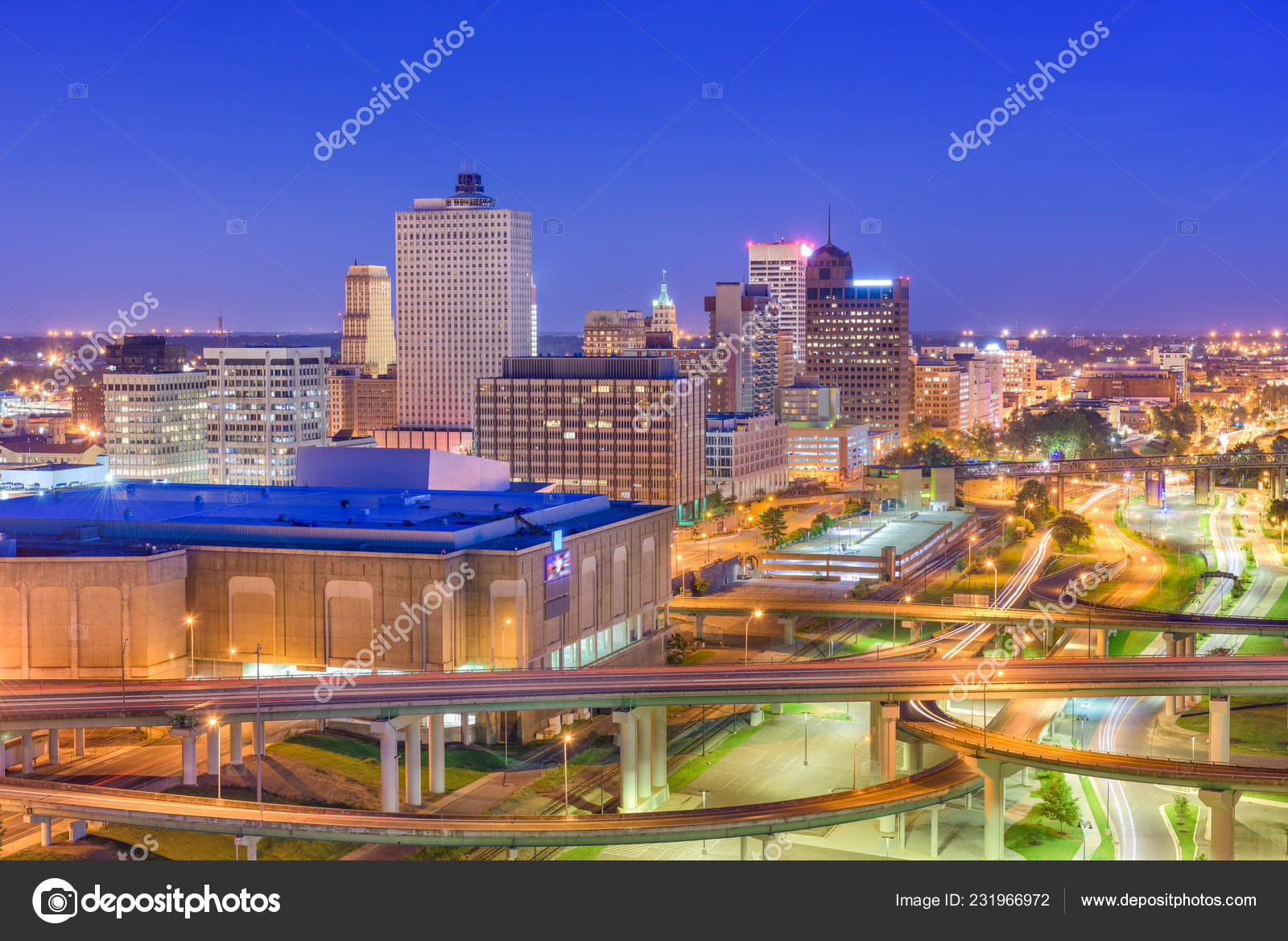 Memphis Tennessee Usa Downtown City Skyline Highways Dusk — Stock Photo