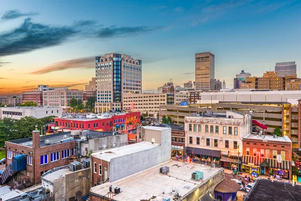 Memphis Tennessee Usa Downtown City Skyline Beale Street Sunset — Stock Photo, Image