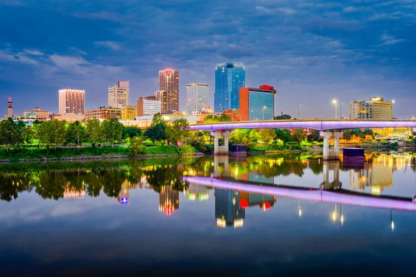 Little Rock Arkansas Usa Panorama Řece Arkansas Soumraku — Stock fotografie