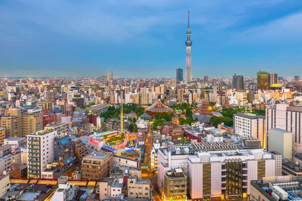 Tokyo Giappone Skyline Asakusa Crepuscolo — Foto Stock