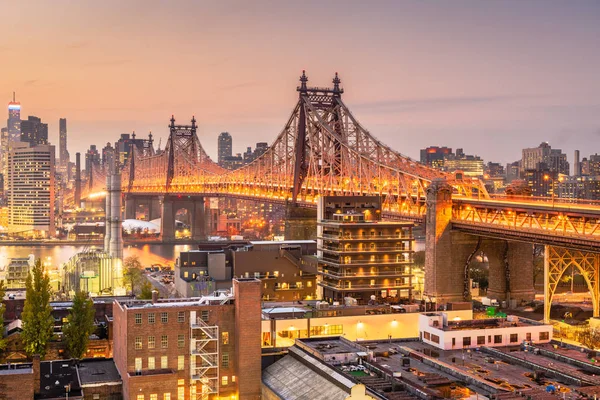 Nueva York Nueva York Estados Unidos Manhattan Skyline Con Puente — Foto de Stock