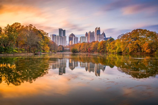 Atlanta Georgien Usa Piemont Park Skyline Herbst Meer Der Dämmerung — Stockfoto