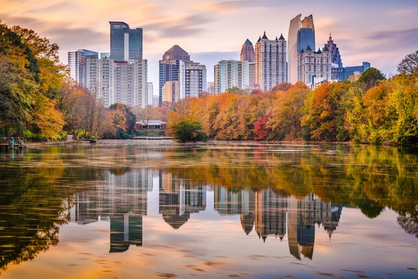 Atlanta Georgien Usa Piemont Park Skyline Herbst Meer Der Dämmerung — Stockfoto