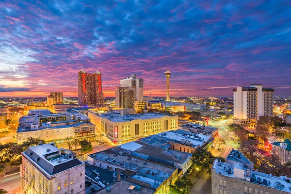 San Antonio Texas Estados Unidos Skyline Atardecer Desde Arriba — Foto de Stock