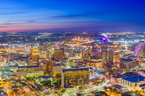 San Antonio Texas Verenigde Staten Skyline Bij Schemering Van Boven — Stockfoto