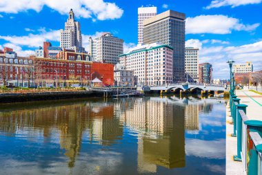 Providence, Rhode Island, USA downtown skyline on the river.  clipart