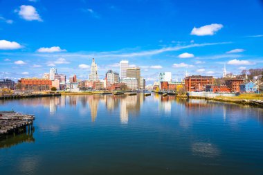 Providence, Rhode Island, USA downtown skyline on the river.  clipart