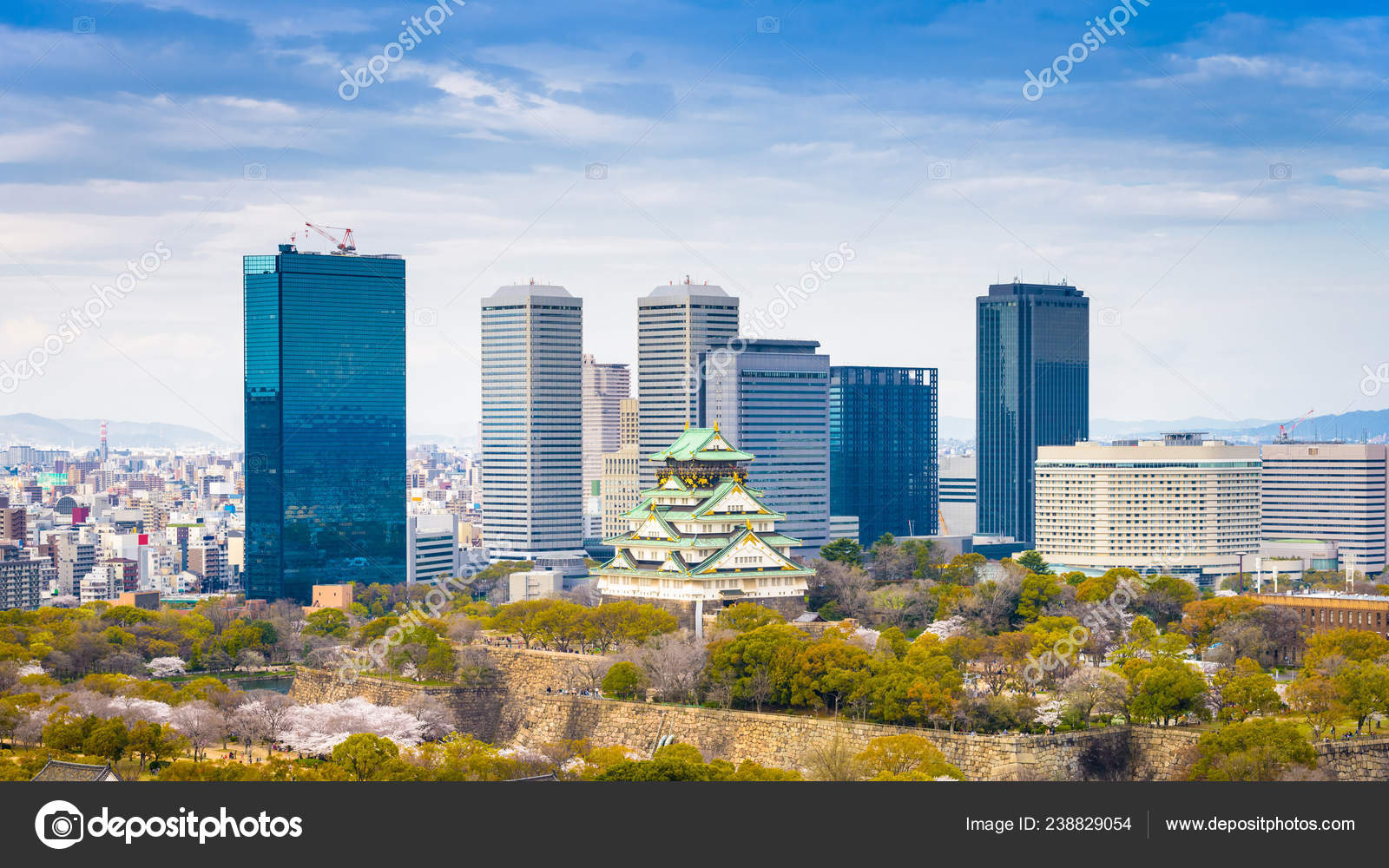 Osaka Japan Skyline Castle Springtime Stock Editorial Photo C Sepavone