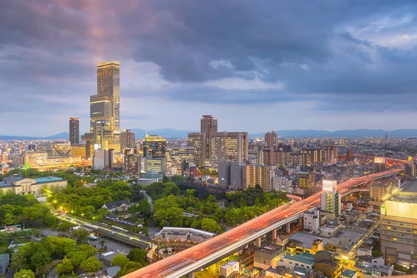 Osaka Japonia Panoramę Miasta Dzielnicy Abeno Zmierzchu — Zdjęcie stockowe