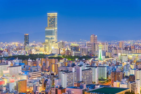 Osaka Japan Stadssilhuetten Distriktet Abeno Skymningen — Stockfoto