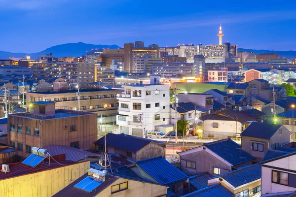 Kyoto Japão Skyline Cidade Abvoe Entardecer — Fotografia de Stock