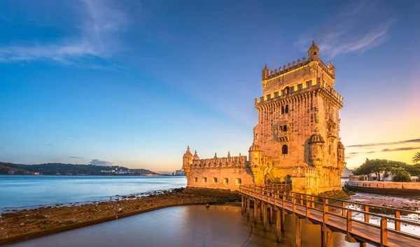 Torre Belem Sul Fiume Tago Lisbona Portogallo — Foto Stock