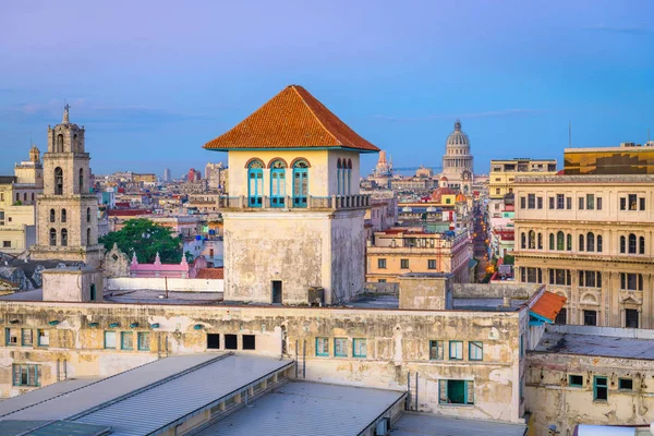 Havanna Kuba Downtown Skyline Från Hamnen — Stockfoto