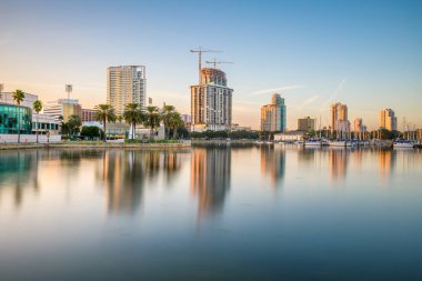 St. Petersburg, Florida, USA downtown city skyline at twilight on the bay.  clipart