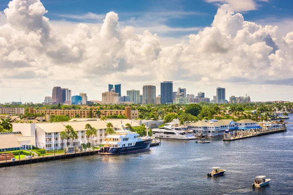 Fort Lauderdale Flórida Eua Skyline Rio Tarde — Fotografia de Stock