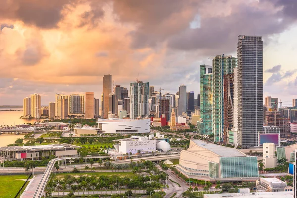 Miami Florida Usa Stadsbilden Centrum Skymningen — Stockfoto