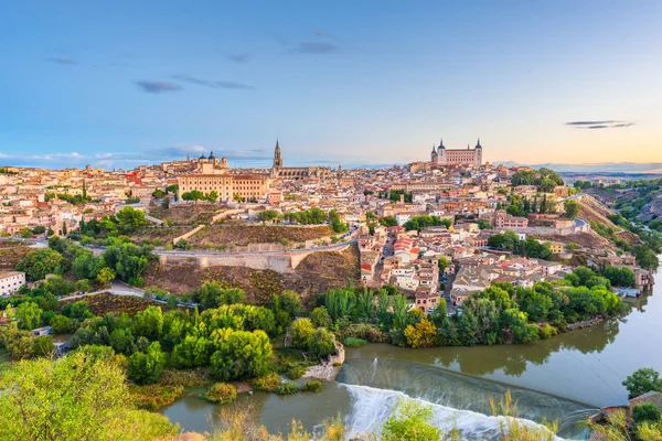 Toledo Spanyolország Old Town City Skyline Atr Hajnal — Stock Fotó