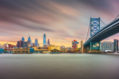 Philadelphia, Pennsylvania, USA skyline on the Delaware river wi clipart