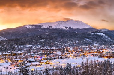 Breckenridge, Colorado, USA Town Skyline in Winter clipart