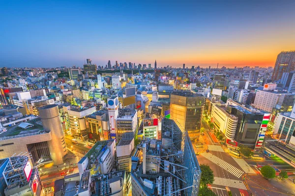 Tokyo, Japan city skyline sobre Shibuya Ward con el Shinjuku Wa — Foto de Stock