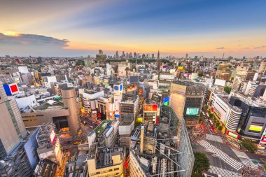 Tokyo, Japonya şehir manzarası Shibuya Ward Shinjuku Wa ile üzerinde