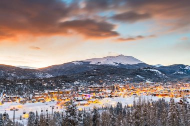 Breckenridge, Colorado, USA Town Skyline in Winter clipart