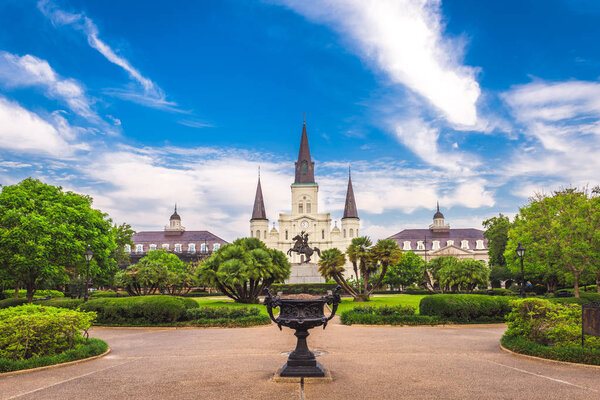 New Orleans, Louisiana, USA at Jackson Square and St. Louis Cathedral in the morning.