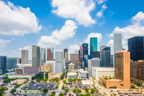 De skyline van de binnenstad stad van Houston, Texas, Usa, — Stockfoto