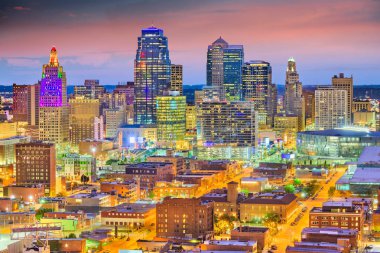 Kansas City, Missouri, ABD şehir merkezindeki Cityscape