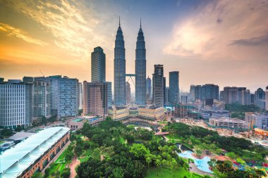 Kuala Lumpur, Malaysia park and skyline clipart