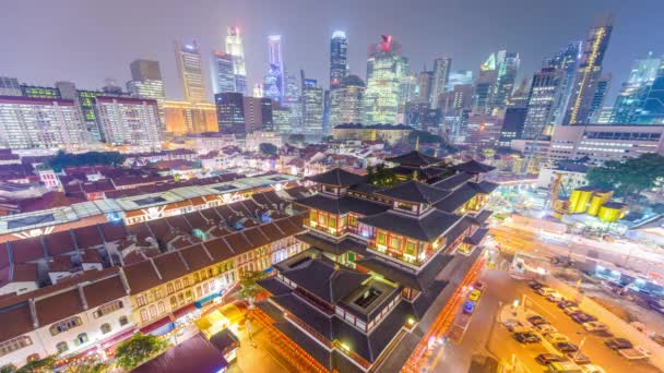 Singapore Buddha Tooth Relic Temple Night — Stock Video