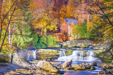 Babcock State Park, West Virginia, USA at Glade Creek Grist Mill clipart