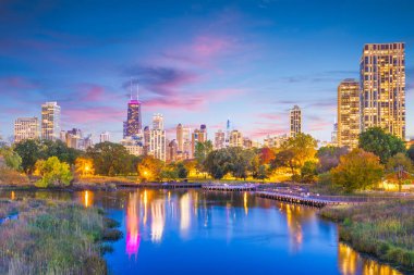 Chicago, Illinois, Lincoln Park'tan ABD şehir merkezi silueti