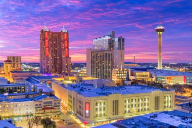 San Antonio, Teksas, ABD Alacakaranlıkta Skyline