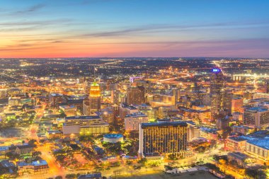 San Antonio, Teksas, ABD Alacakaranlıkta Skyline