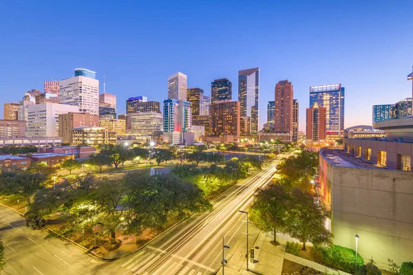 Houston, Texas, Estados Unidos parque céntrico y horizonte — Foto de Stock