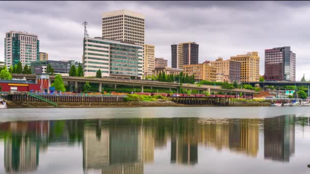 Skyline Downtown Tacoma Washington Usa Zmierzchu Commencement Bay — Wideo stockowe