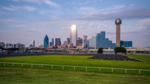 Dallas Texas Verenigde Staten City Skyline Time Lapse Van Het — Stockvideo