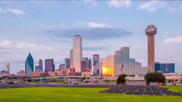 Dallas Texas Verenigde Staten City Skyline Time Lapse Van Het — Stockvideo