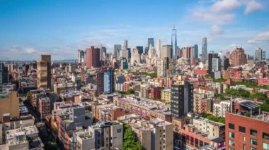 New York, New York, ABD şehir merkezi silueti gün içinde zaman atlamalı.