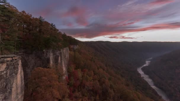 New River Gorge Virginia Occidental Paisaje Otoño Por Mañana Muro — Vídeos de Stock