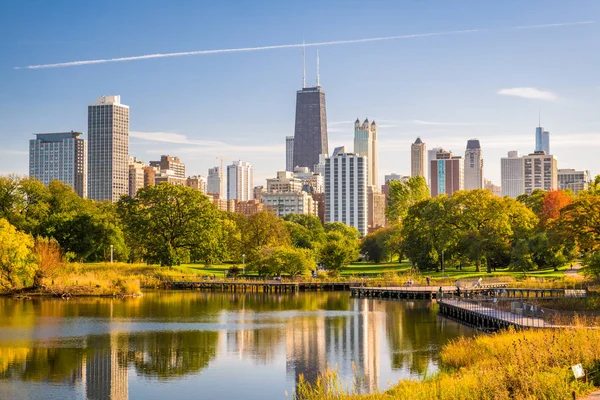 Chicago Usa Park Skyline Early Autumn — Stock Photo, Image