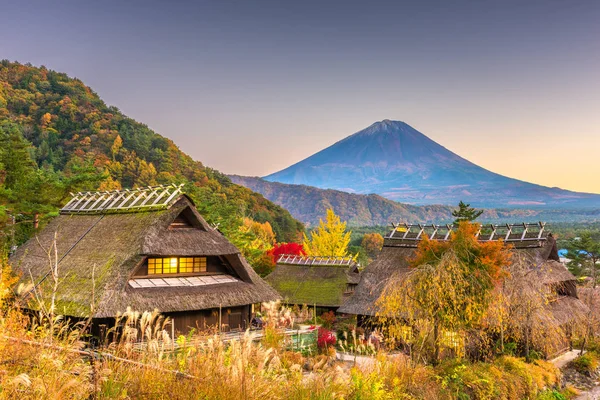 Dorp en Mount fuji — Stockfoto