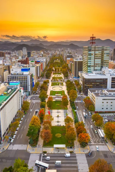 城市景观的札幌，日本在大通公园 — 图库照片