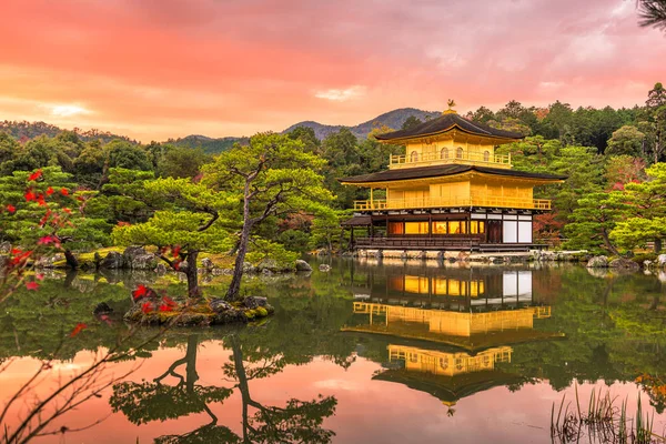 Templo Kinkakuji Kyoto Japón Atardecer — Foto de Stock